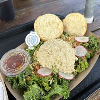 Kale Salad w/ side of biscuit & chickpea salad  at Winter Park Biscuit Company in Orlando