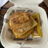Breakfast sandwich biscuit w/hot saucee  at Winter Park Biscuit Company in Orlando