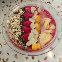 Red velvet bowl at Rainbowl Poke in Da Nang