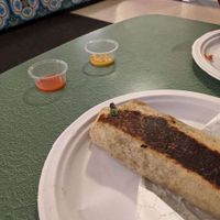 Samosaritto and hot sauces they have tons of hot sauces!  at Veggie Oasis in Shokan