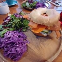 Carrot bagel at Koda Coffee in Scarborough