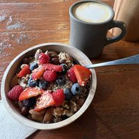 Granola bowl with the biscoff drink (winter seasonal)  at Koda Coffee in Scarborough