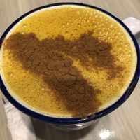 Golden milk (almond milk, turmeric, cinnamon) at The Bowl Bar in Cancun