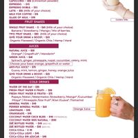 Drinks menu  at The Bowl Bar in Cancun