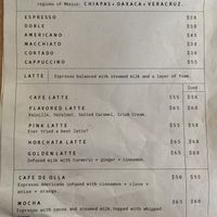 Menu at Local Coffee + Shop in Puerto Morelos