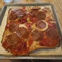 Spicy pink with cashew ricotta. Detroit style   at Alternate Ending Beer Co in Matawan