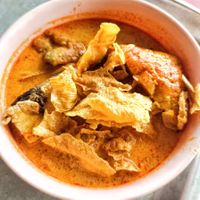 Curry noodles, good at Meng Su Vegetarian 明素斋食 in Johor Bahru