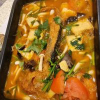 Grilled fish in tomato broth at Lotus Vegetarian 莲心 - Novena in Central Singapore