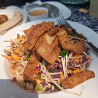 Udon salad (asked for wonton crisps) at Globowl Cafe in Lexington