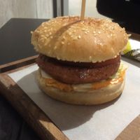 The Vegebar’s home made burger.  at Vegebar in Belgrade