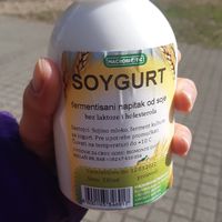 Soy joghurt that you can order with your meal at Vegebar in Belgrade