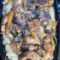 Shrimp and grits with cornbread.  at Planted Soul - Maybe closed in College Park