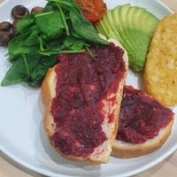 Big vegan brekkie at Salty Groms in Lakes Entrance