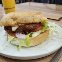 Crap and over priced. Vegetables patty. at Salty Groms in Lakes Entrance