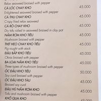 menu at Hoang Nhi - P1 in Da Lat