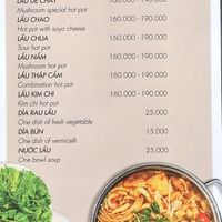 menu at Hoang Nhi - P1 in Da Lat