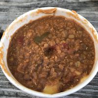 Mac n cheese with sloppy red lentil topping  at Ms Julie's Kitchen in Akron