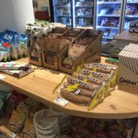 Vegan jerky and banana cake  at Veggie Garden in Rotterdam