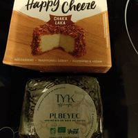 Two vegan cheeses (cashew-based) at Veggie Garden in Rotterdam