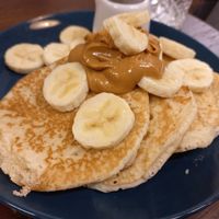 Pancakes with peanut butter and banana at Matthews Yard in Croydon