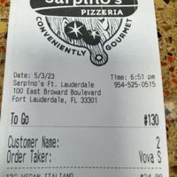 expensive pizza"  at Sarpino's Pizzeria in Fort Lauderdale
