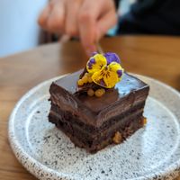 Chocolate orange delicious thing at Eter Vegan Bakery in Warsaw