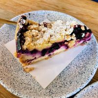 Blueberry crumble cheesecake  at Eter Vegan Bakery in Warsaw