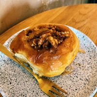 Walnut caramel bun  at Eter Vegan Bakery in Warsaw