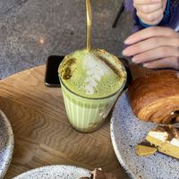 pistachio matcha latte   at Eter Vegan Bakery in Warsaw