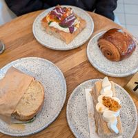 Sandwich, layered cake at Eter Vegan Bakery in Warsaw