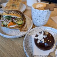 bun and christmas pastry at Eter Vegan Bakery in Warsaw