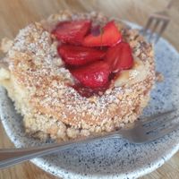 Strawberry bun at Eter Vegan Bakery in Warsaw