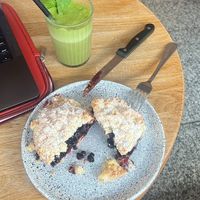 jagodzianka + matcha  at Eter Vegan Bakery in Warsaw