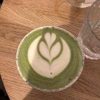 Matcha latte with Sproud  at Eter Vegan Bakery in Warsaw