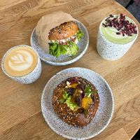 Cottage cheese and asparagus Olive Bagel at Eter Vegan Bakery in Warsaw