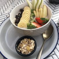 Vegan porridge bowl  at Pistacho Coffee Brunch in Tenerife