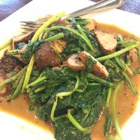 Vegetarian “Meat” & Sautéed Spinach at 4 Stones Vegetarian Cuisine in Richmond