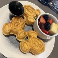 Vegan Mickey Waffles! (labeled allergy waffles)  at Walt Disney World - Ale & Compass in Lake Buena Vista