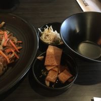 Danchan: bean sprouts at the back, pickled radish at the front at Hanjan Oliver in Edmonton