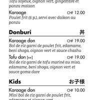 Menu at Doki Doki in Lausanne