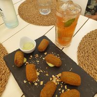 Croquetes verdes vegan at Cocos in Foz Do Arelho