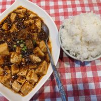Vegan mabo tofu at Takamiya Hanten in Fukuoka