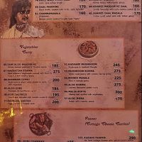 Vegetarian menu at Alibaba Tandoori & Curry in Pattaya