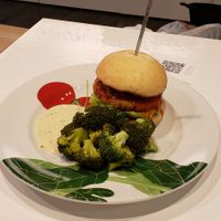 Vegan Chicken patties with broccoli  at The Vegetarian Butcher Ikebukuro in Tokyo