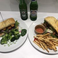 Burger with fries and one with broccoli   at The Vegetarian Butcher Ikebukuro in Tokyo