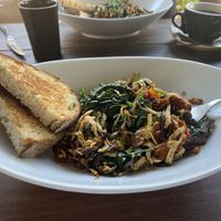 Tofu, sun dried tomatoes, mushrooms & spinach. Absolutely delicious!  at Mockingbird Cafe in Kingscliff
