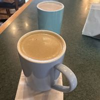Mud in coconut milk + sweet chai in oat milk  at get REAL cafe in Sturgeon Bay