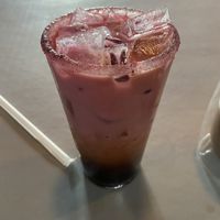 Iced pink Oat Milk Latte  at 27 Club Coffee in Cleveland