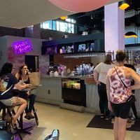 Interior seating. Waiting in line to order, Sunday morning  at 27 Club Coffee in Cleveland