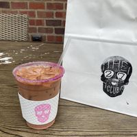 Pink latte with oat milk 💕  at 27 Club Coffee in Cleveland